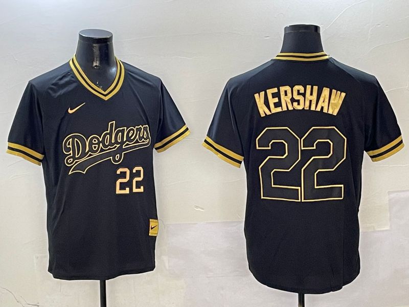 Men Los Angeles Dodgers #22 Kershaw Black Gold Game 2025 Nike MLB Jersey style 32510